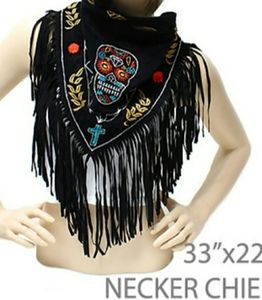 Suede and Fringe Sugar Skull Accessory NWT!